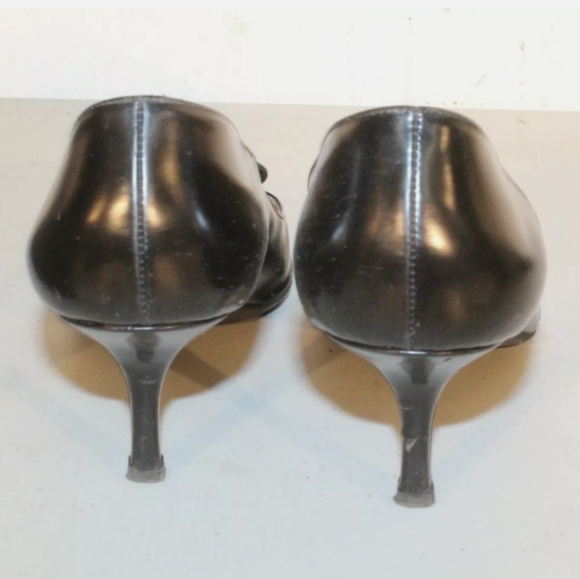 PRADA 1K9865 65 Spazzolato Clas Nero Heels pumps Shoes Size 40 open toe with bow - Picture 6 of 12